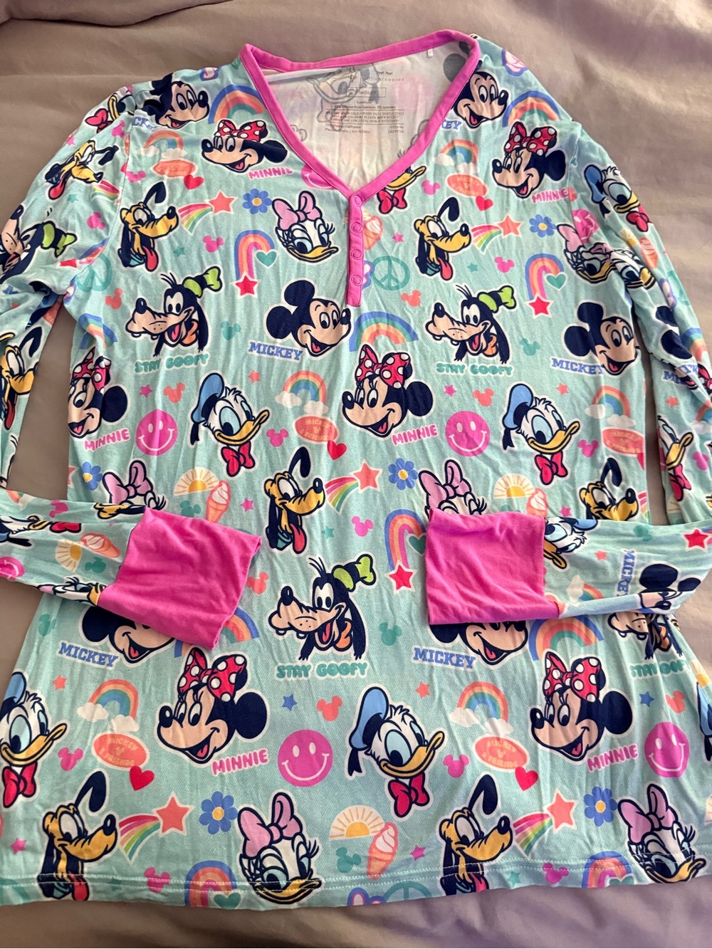 Little Sleepies Mickey & Friends Pajama Top size medium